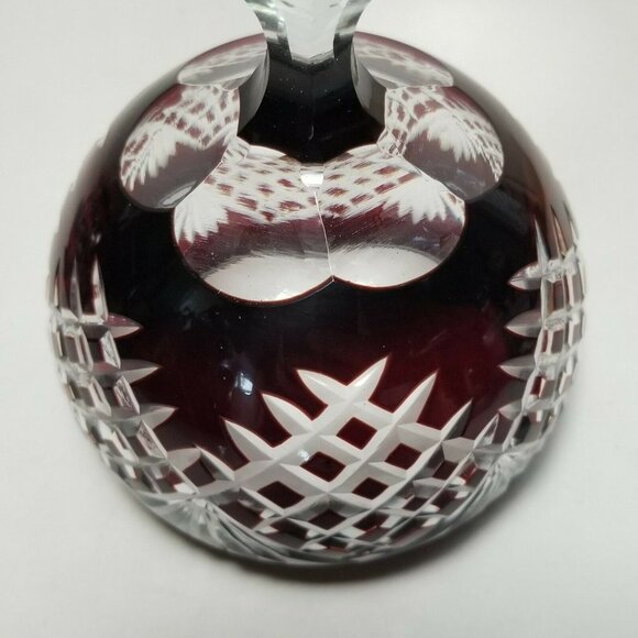 Lot of 2 Bavarian ruby red and clear cut glass wine goblets stemmed glasses 8.5" - Picture 4 of 10